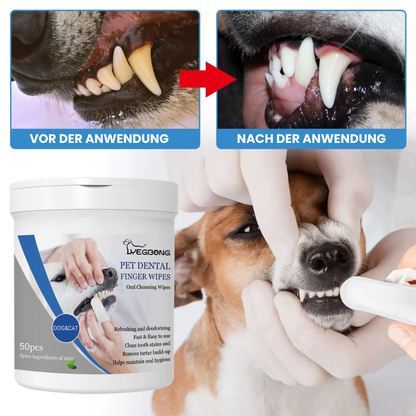 PET DENTAL FINGER WIPES™- Zahnreinigungstücher für Haustiere (modello da usare)