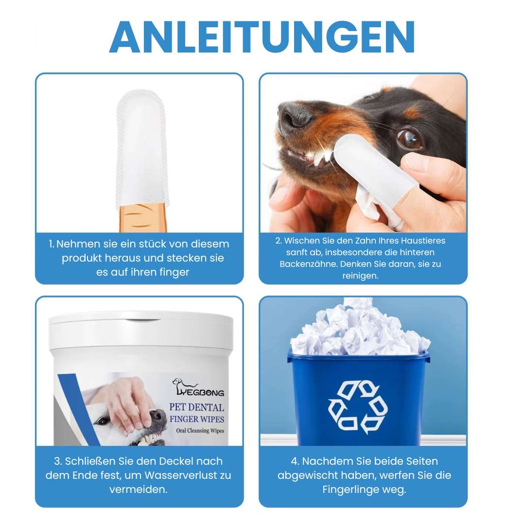PET DENTAL FINGER WIPES™- Zahnreinigungstücher für Haustiere (modello da usare)