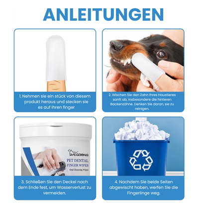 PET DENTAL FINGER WIPES™- Zahnreinigungstücher für Haustiere (modello da usare)